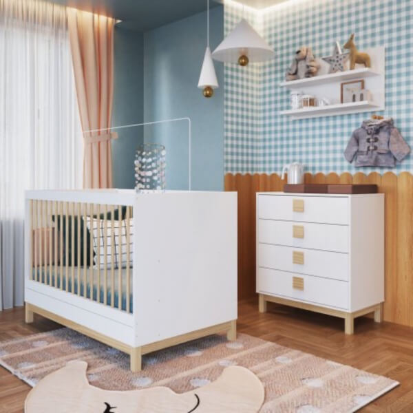 Conjunto habitación infantil Eleva (cuna + cómoda + estante)