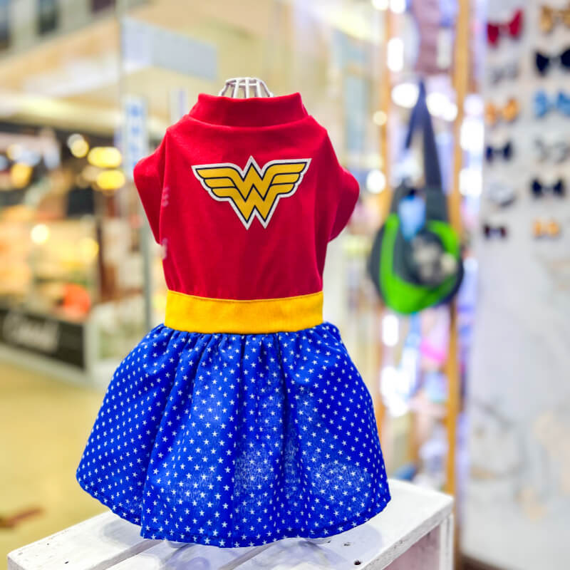VESTIDO MUJER MARAVILLA PARA PERRITAS Y GATITAS TALLAS XXXS - XXS