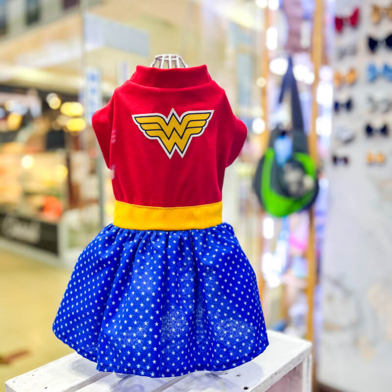 VESTIDO MUJER MARAVILLA PARA PERRITAS Y GATITAS TALLAS XS - S