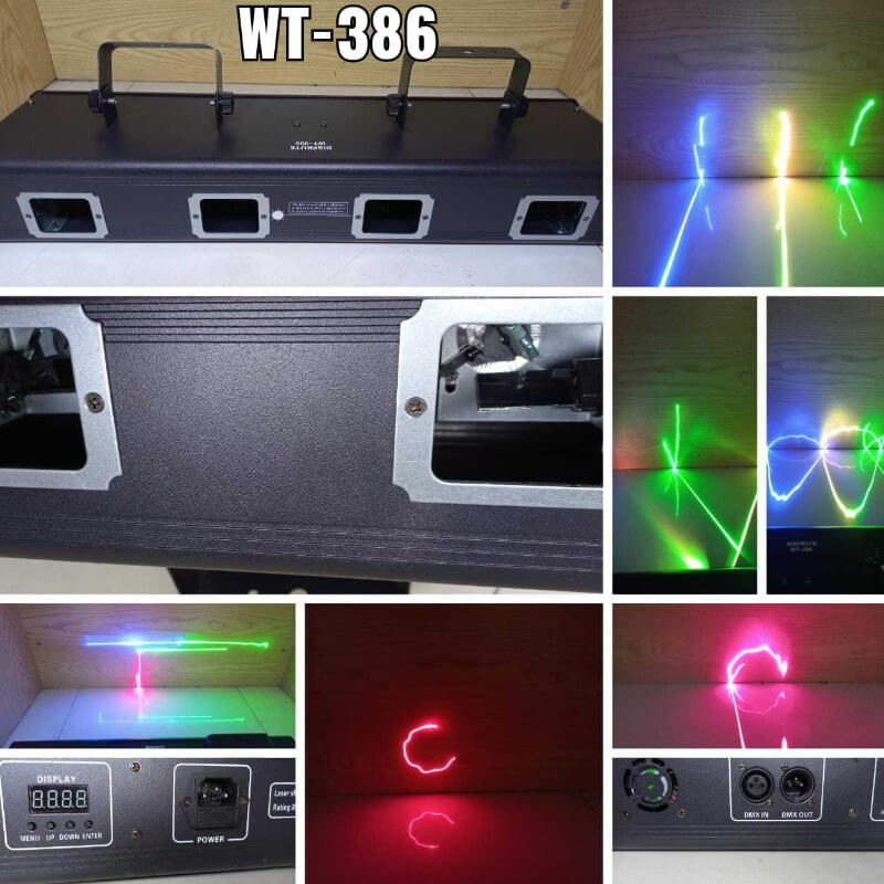 Luces láser para escenario de DJ 4 lentes blancas haz RGB