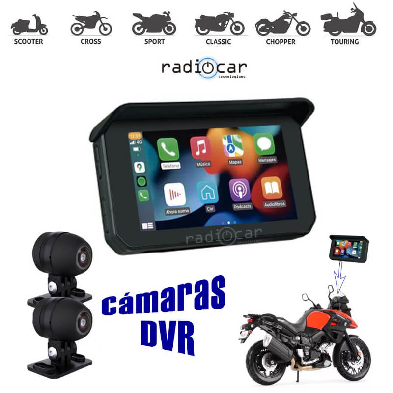MotoPlay con cámaras DVR CarPlay y Android Auto