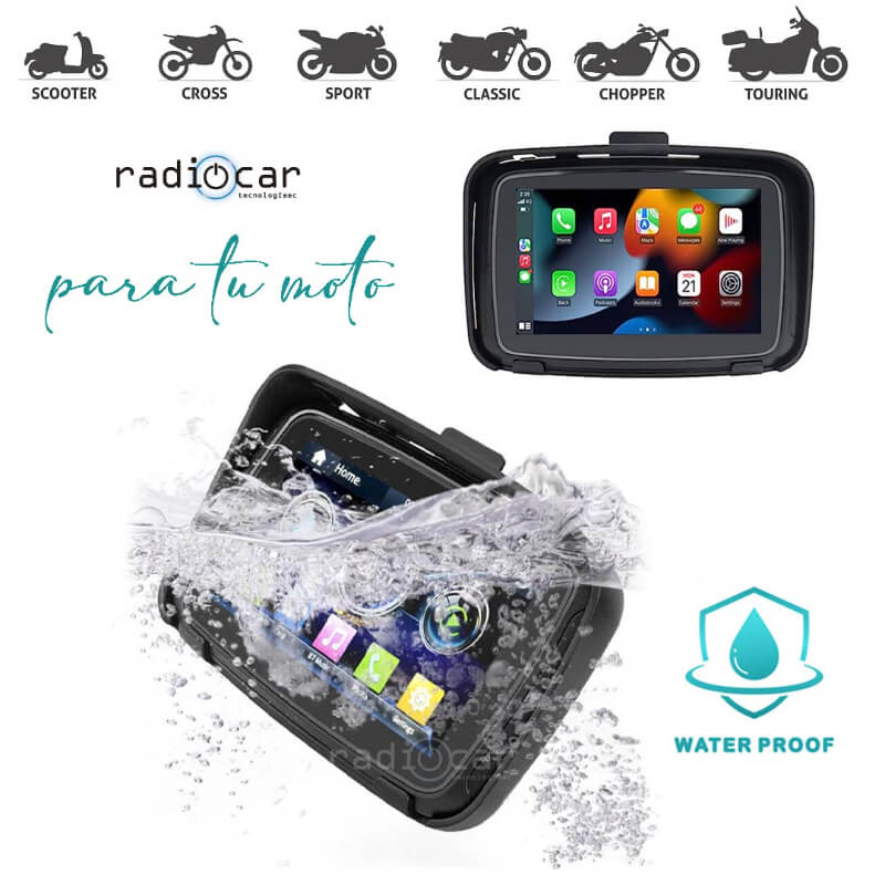 RadioCar Tecnología • MotoPlay CarPlay y Android Auto portátil desmontable  para tu moto