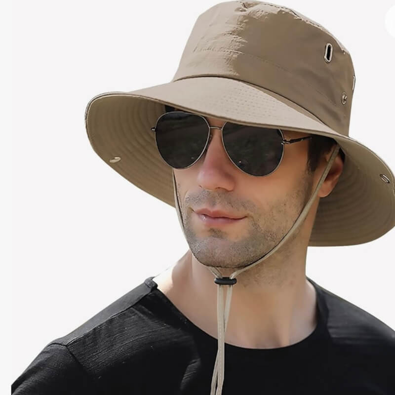 Sombrero de sol para hombre, de ala ancha, UPF 50+, transpirable, impermeable, plegable, para safari