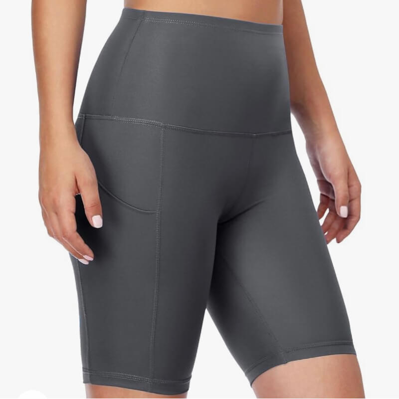 Pantalones cortos de yoga para mujer, de cintura alta, con dos bolsillos laterales, hechos de elastano; para correr, practicar ciclismo, Color Griss