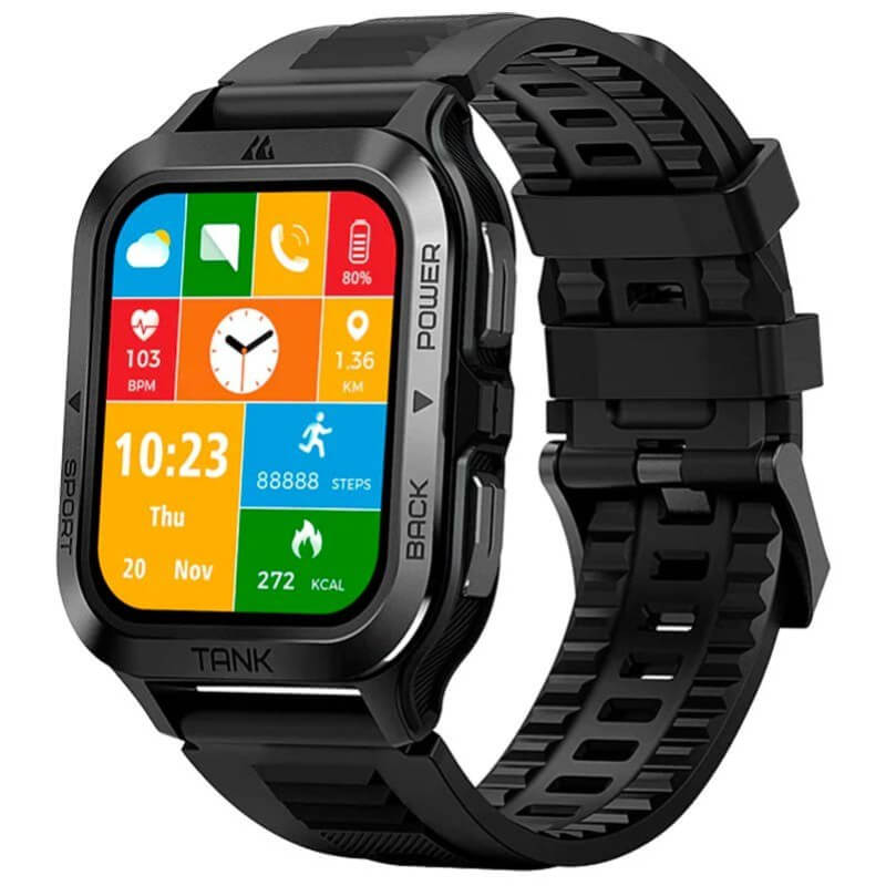 Smartwatch Kospet Tank M2, Sumergible, Reloj inteligente para IOS y Android, Rugged, deportivo, amoled, contador de pasos, IA, Monitoreo de salud