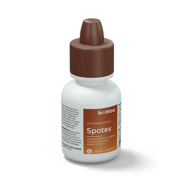 Spotex 100 mL: Antiparasitario externo para especies delicadas, tratamiento para punto blanco, velvet y enfermedades de la mucosa de la piel