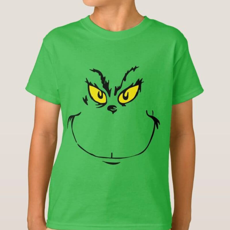 Camiseta Cara del Grinch - Niños y Adultos