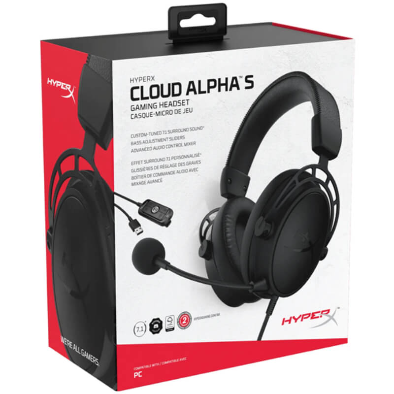 HyperX Cloud Alpha S - Auricular - 7.1 canales - tamaño completo - cableado - USB, conector de 3,5 mm