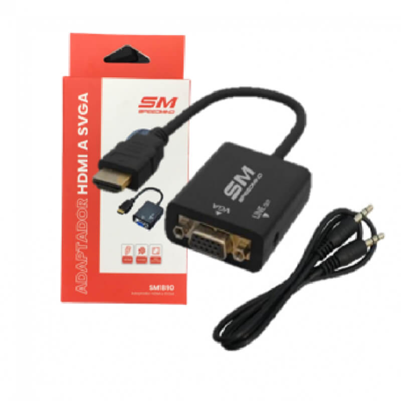 ADAPTADOR SPEEDMIND SM1890 HDMI A VGA / SOPORTA 1080P / PLUG PLAY / CABLE AUDIO 3.5