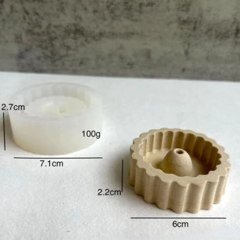 Molde de silicona diseño soporte circular incienso para trabajos en yeso o cemento
