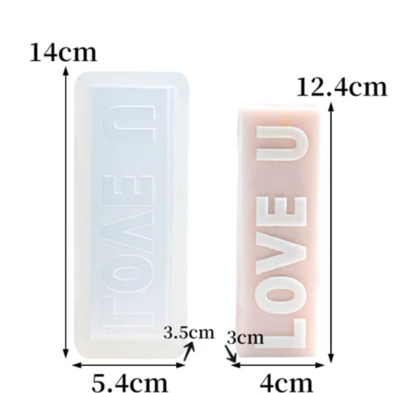 Molde de silicona con diseño LOVE U para uso en Velas, Jabones, resina, chocolate o yeso.