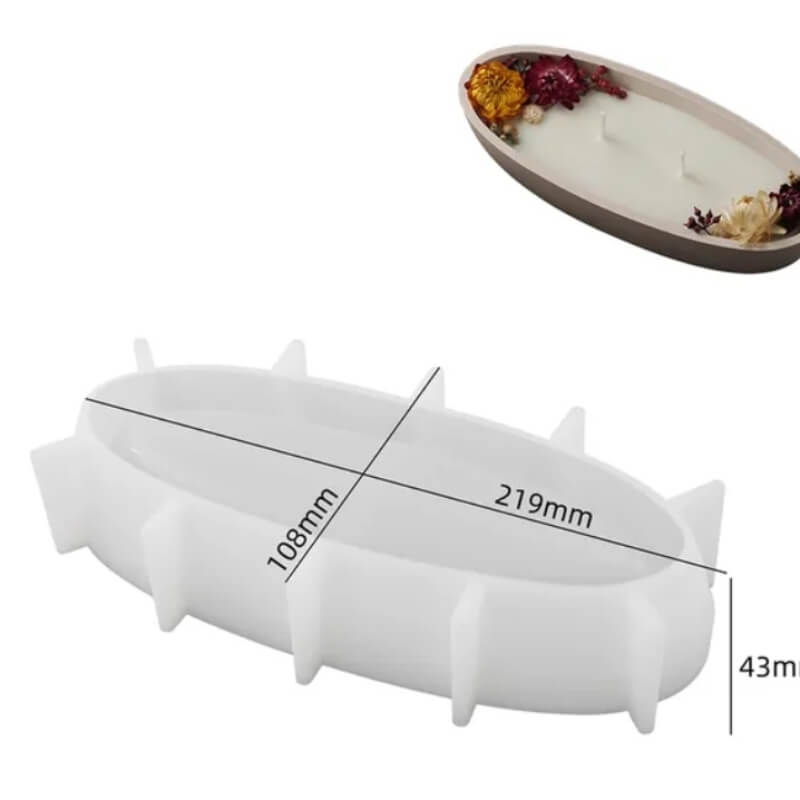 Molde de silicona con diseño de BANDEJA OVAL SMALL para uso en Velas, cemento, resina, chocolate o yeso.