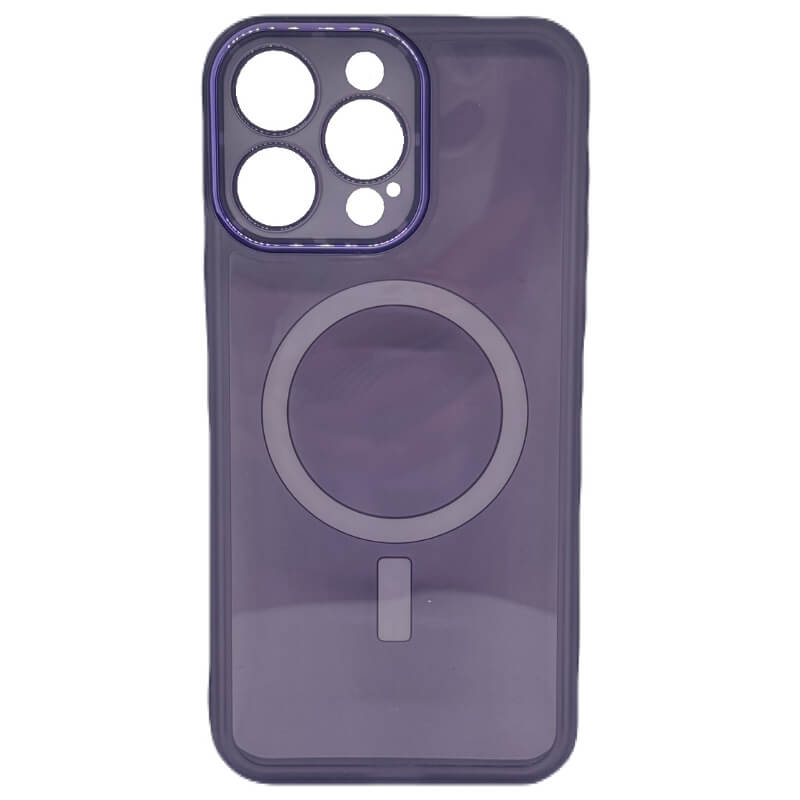 Estuche Magsafe morado transparente para Iphone 15 Pro Max