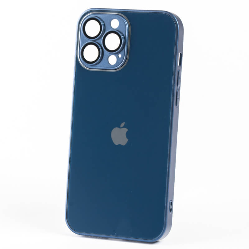 Estuche Glass 9D azul para Iphone 13 Pro Max