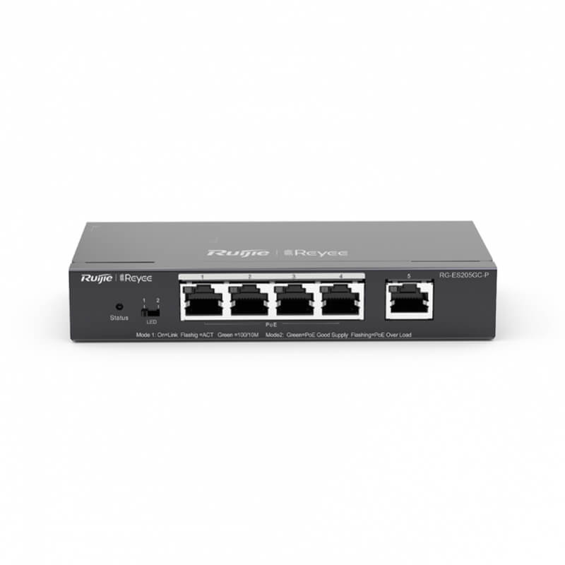 Conexión Superior con SWITCH RUIJIE CLOUD L2 de 5 Puertos Gigabit - Ideal para Routers