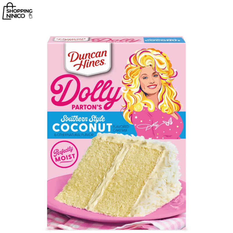 Duncan Hines Mezcla para Pastel de Coco con Sabor Premium de Dolly Parton 15.25 oz - Incluye Receta - Enriquecido con Vainilla de Madagascar