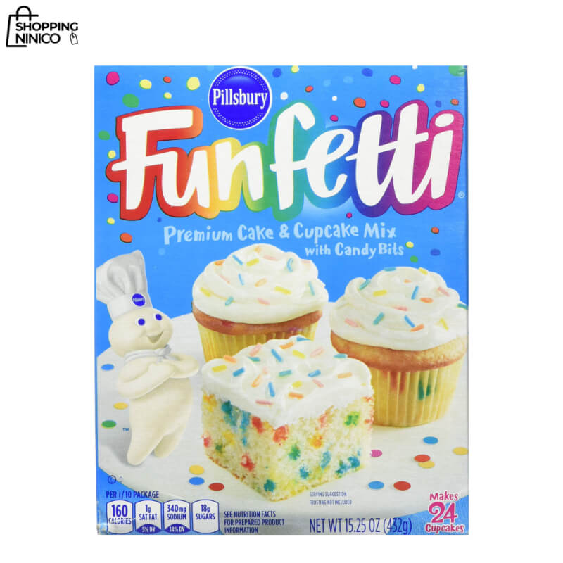 Mezcla para Pastel y Cupcakes Funfetti de Pillsbury con Trocitos de Caramelo - 15.25 oz - Extra Húmedo con Pudín en la Mezcla