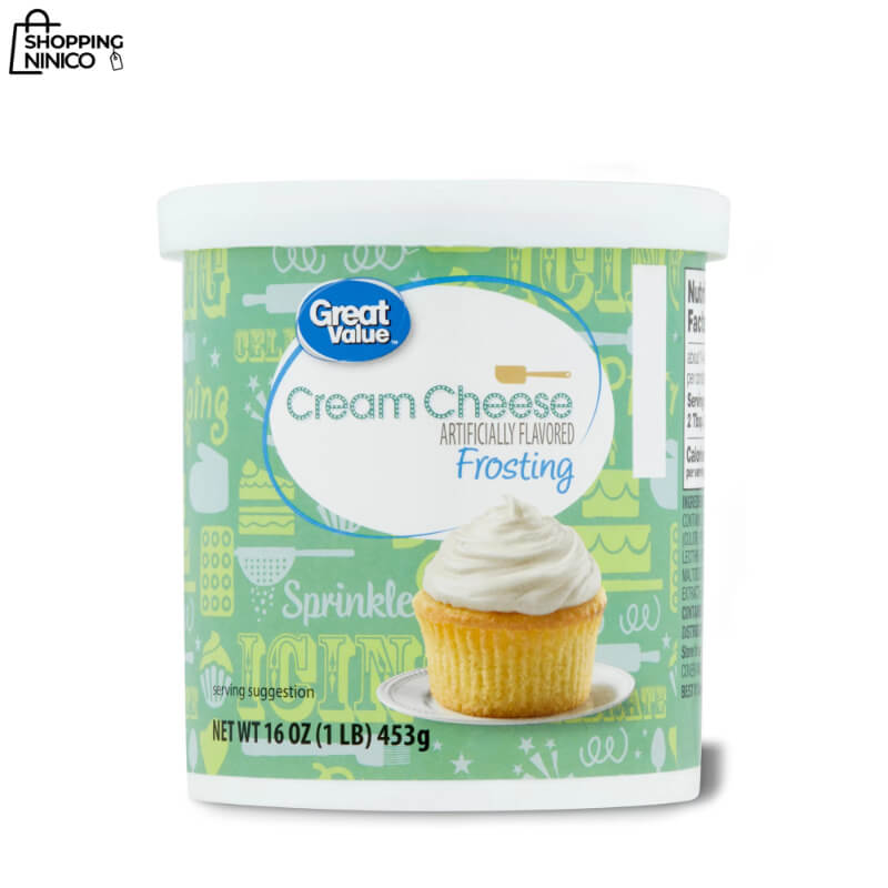 Betún de Queso Crema Listo para Usar Great Value - 16 oz - Ideal para Pasteles, Cupcakes y Bollitos