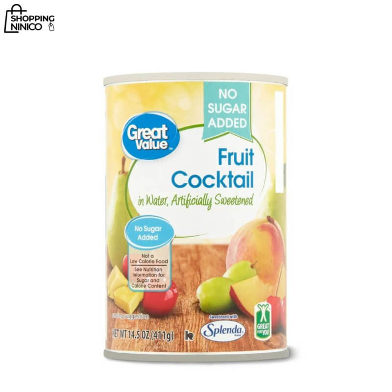 Cóctel de Frutas sin Azúcar Añadida en Agua - Great Value, 14.5 oz - Endulzado con Splenda, Ideal para Postres y Comidas