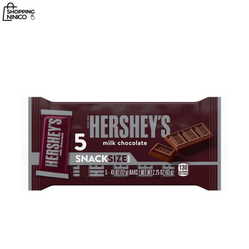 HERSHEY'S Milk Chocolate - Pack de Snack Size 5 Barras - Placer Cremoso para Compartir