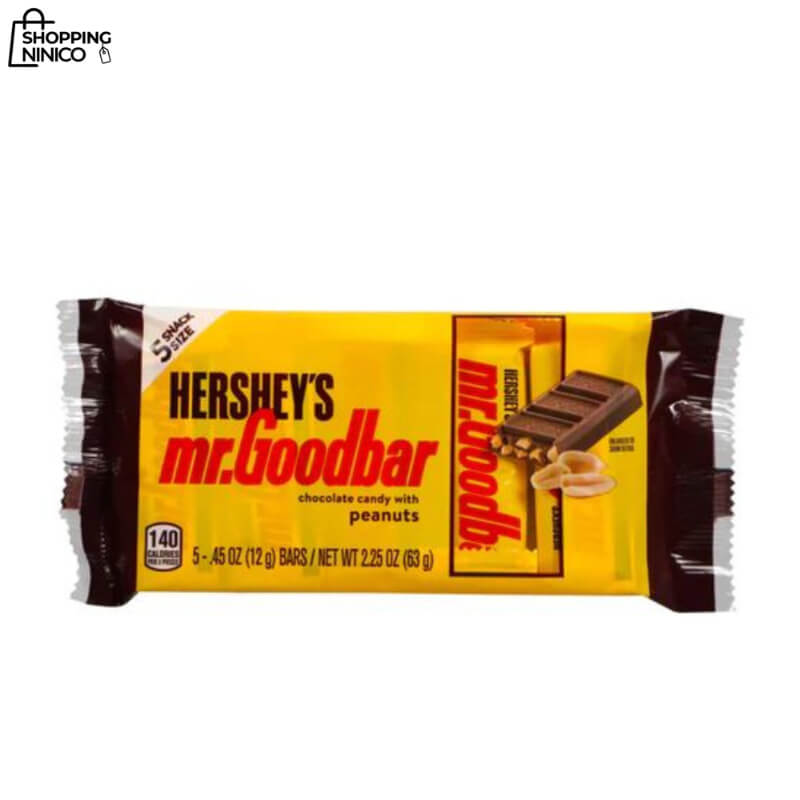 Hershey Mr.Goodbar Chocolate con Cacahuetes - Pack Snack Size de 5 Barras, 2.25 oz Total