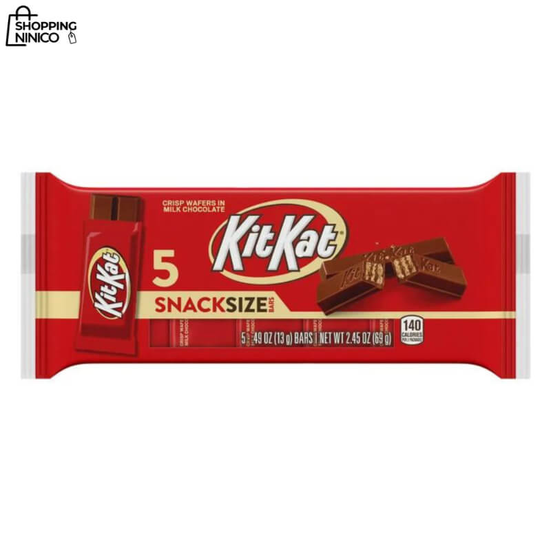 Kit Kat® Barras de Chocolate con Leche y Oblea - Tamaño Snack, 5 Unidades, 0.49 oz Cada Una