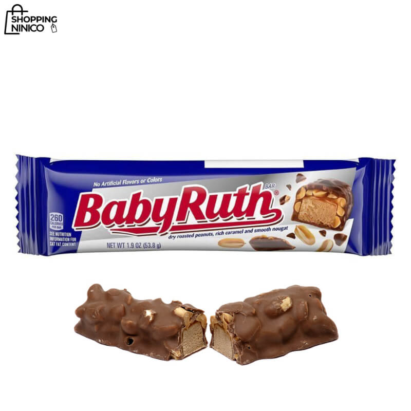 Baby Ruth Barra de Chocolate Gourmet - Con Cacahuetes, Caramelo y Turrón, Rico en Proteínas, 1.9 oz (53.8 g)