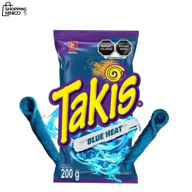 Takis Blue Heat Barcel - Botana de Tortilla enrollada Sabor Chile y Limón 200 g - Edición Especial