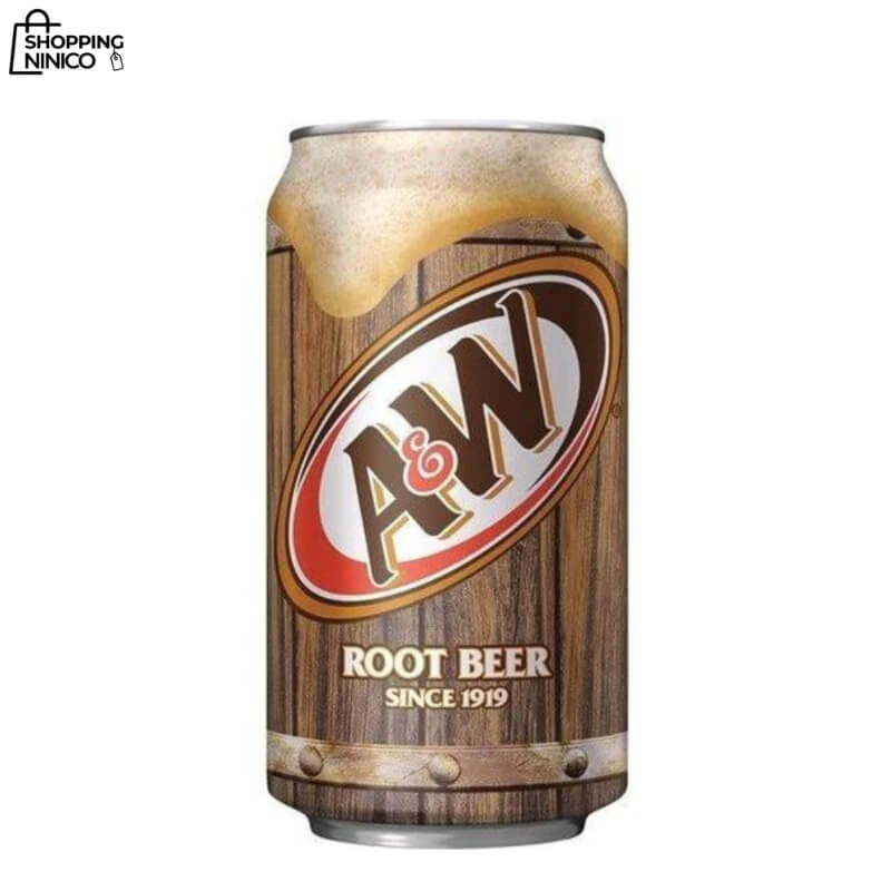 A&W Root Beer - Refresco de Cerveza de Raíz, Sabor Dulce y Cremoso, Lata Clásica Americana