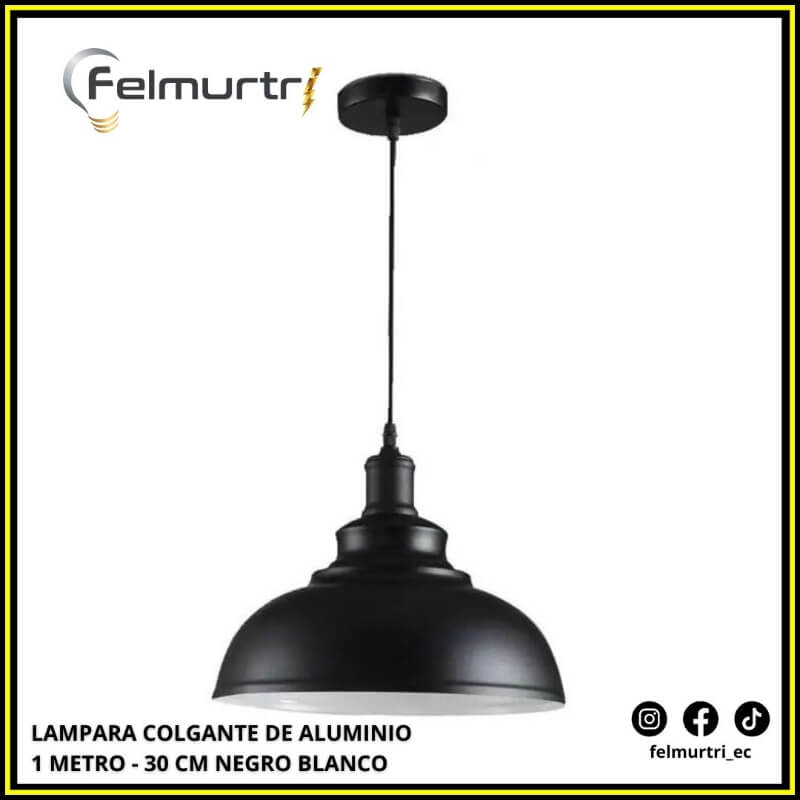 LAMPARA COLGANTE DE ALUMINIO NEGRO BLANCO