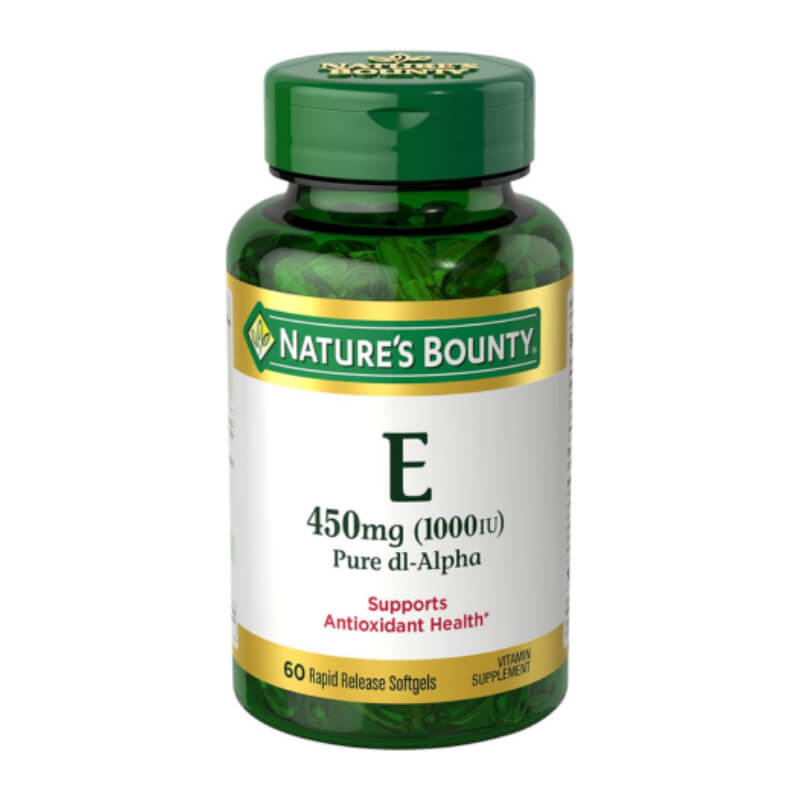 Nature's Bounty Cápsulas blandas de vitamina E 1000 UI, apoya la salud antioxidante y el sistema inmunológico, 1 paquete, 60 cápsulas blandas