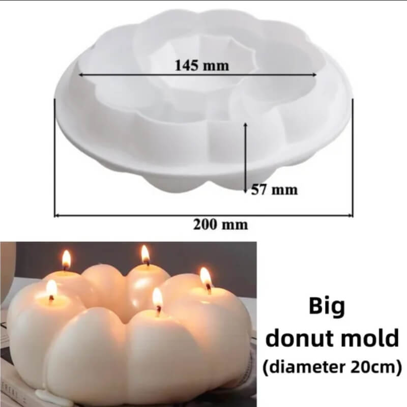Molde de silicona con diseño DONA GIGANTE PARTIDA para uso en chocolate, velas, pastelería.