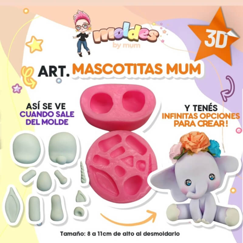 Molde de silicona MASCOTITAS para uso en porcelana fría. MUM.