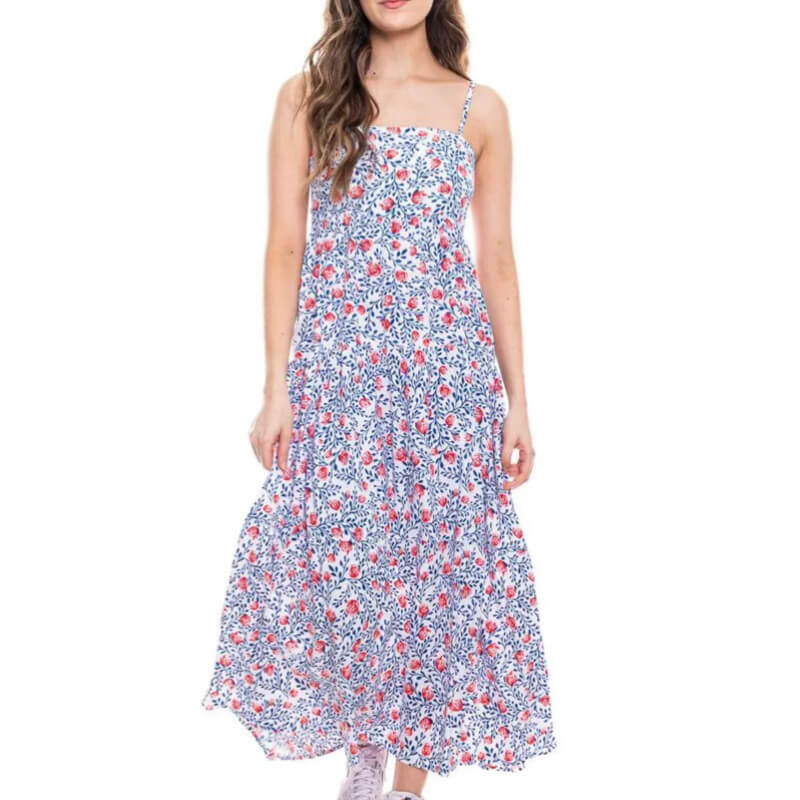 Vestido Largo - Maxi Dress de Tiras Con Estampado Floral