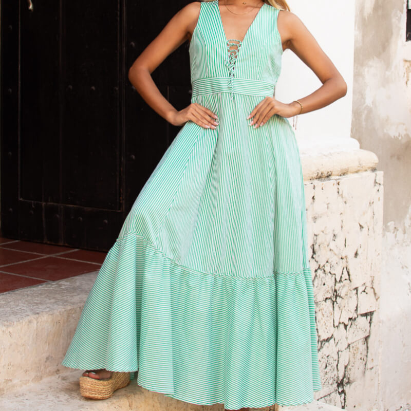 Vestido Largo - Maxi Dress Midi Rayas