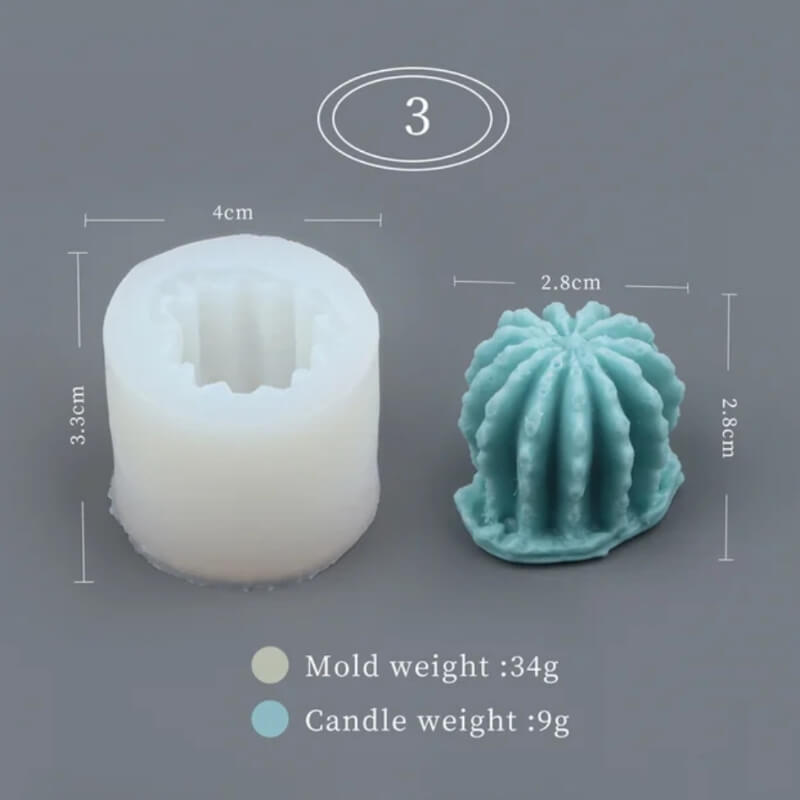 Molde SUCULENTAS 3D 3 elaborado en silicona para uso en Velas, jabones, yeso, chocolate, resina.