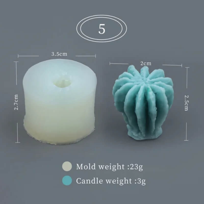 Molde SUCULENTAS 3D 5 elaborado en silicona para uso en Velas, jabones, yeso, chocolate, resina.
