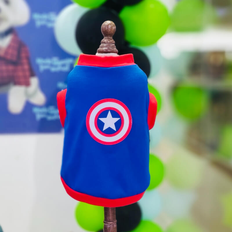 CAMISETA CAPITAN AMÉRICA PARA PERRITOS Y GATITOS TALLA XL