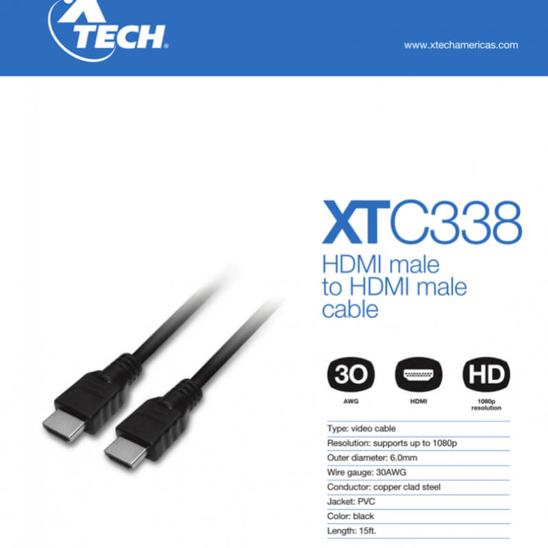 CABLE HDMI MALE TO HDMI MALE 15FT (4.5 METROS)