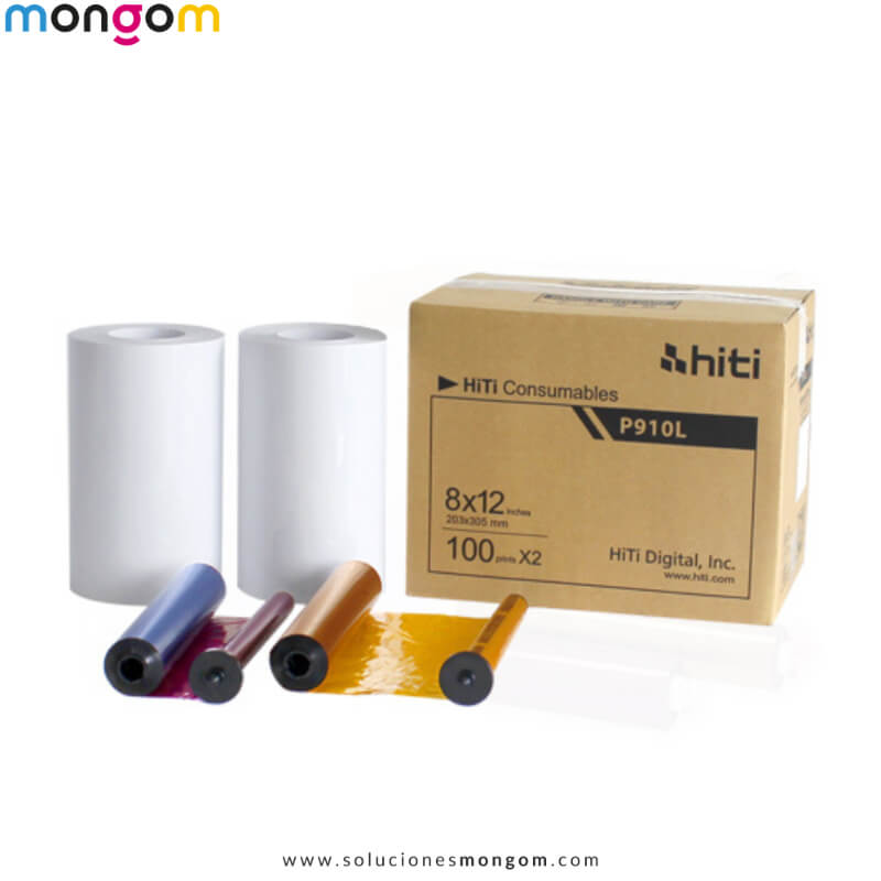 Kit de Consumibles P910L 8x10 | 8X12 para Impresoras HiTi - 200 Impresiones de Alta Calidad con Colores Verdaderos