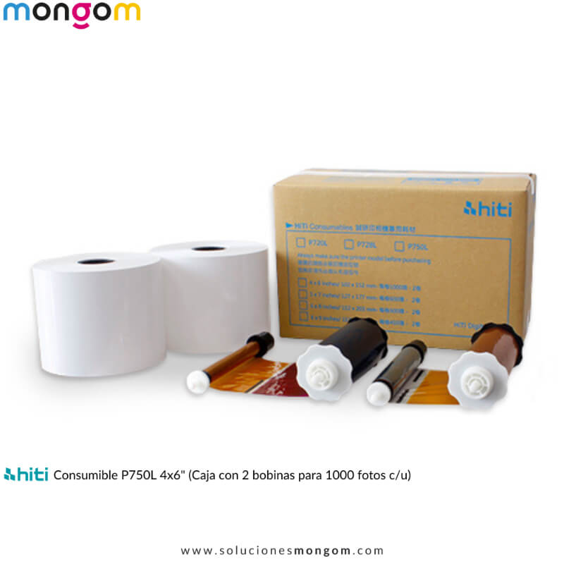 Kit de Consumibles HiTi P750L para 2000 Fotos 4x6 – Impresiones de Alta Calidad con Colores Verdaderos