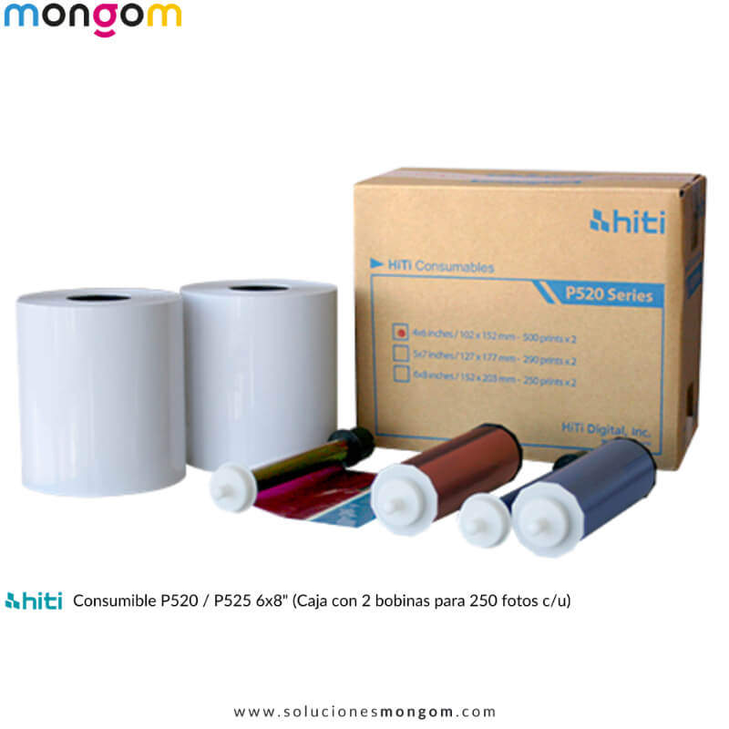 Kit de Consumibles HiTi 6x8 para P520/P525 – 500 Impresiones Vibrantes y Libres de Manchas
