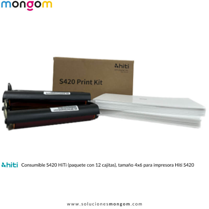 Kit de Consumibles HiTi S420 para Impresión de Fotos Pasaporte/DNI – 12 Paquetes, 4x6