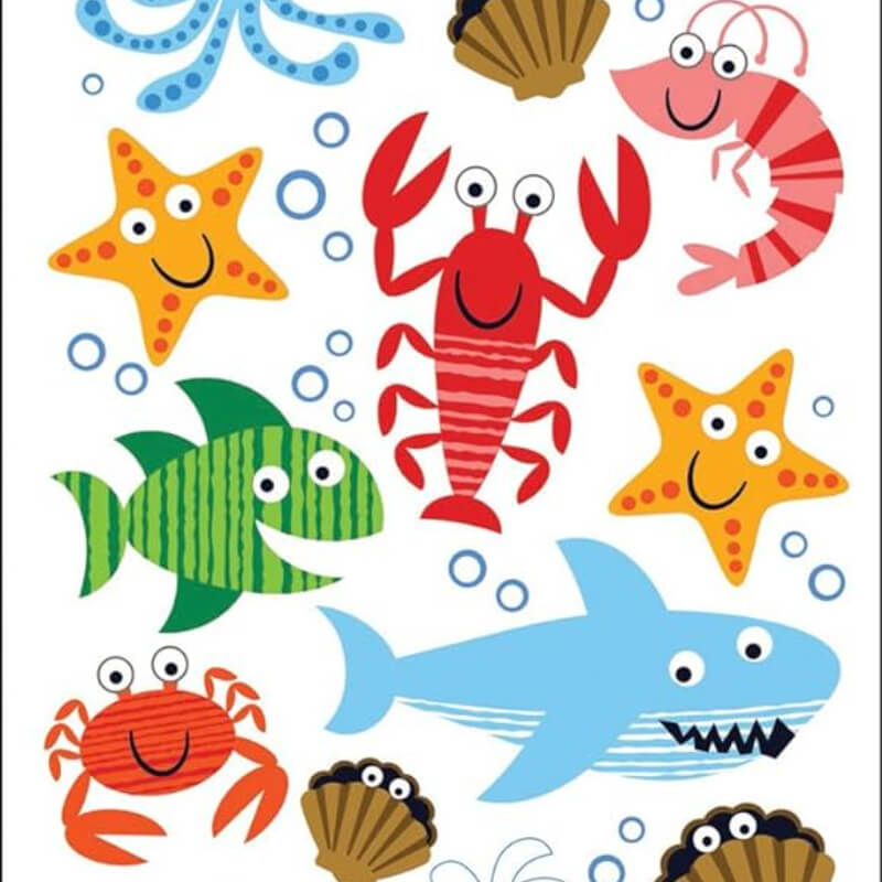 Stickers animales marinos (4 laminas)