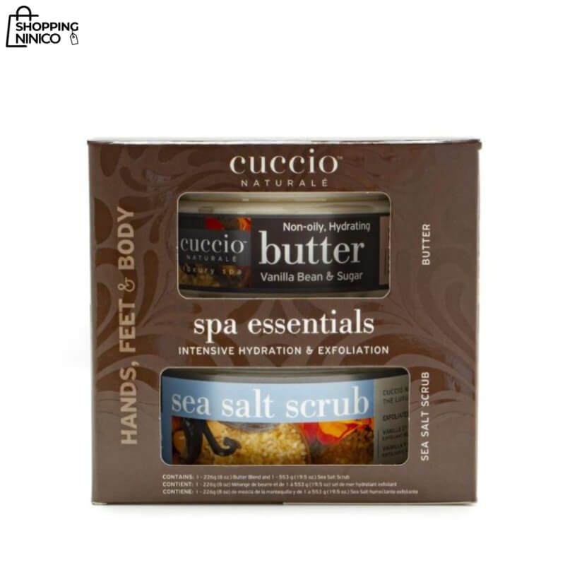 Kit de Spa Essentials Cuccio Naturale - Exfoliante de Sal Marina y Butter de Vainilla y Azúcar - Hidratación 24 Horas