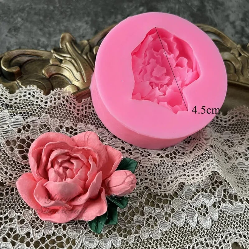 Molde de silicona con diseño DE FLOR CON BOTON 3D para uso en Velas, Jabones, resina, chocolate o yeso.