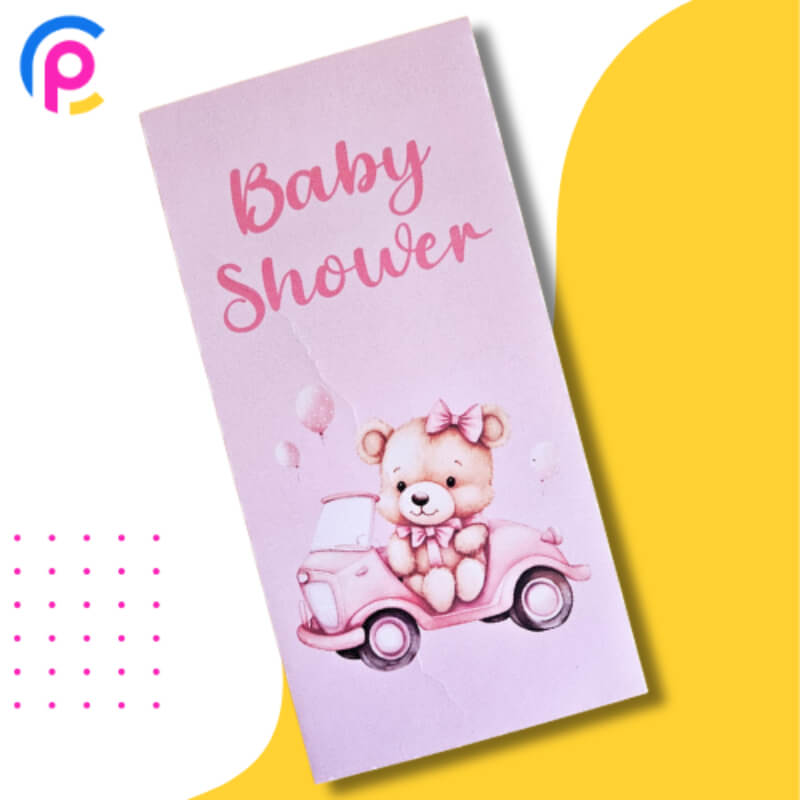 Sobre de cuota para Baby Shower – Personalizables, Papel Opalina 120gr / Ideal para regalos monetarios, diseño Baby Shower Niña o Mom to be