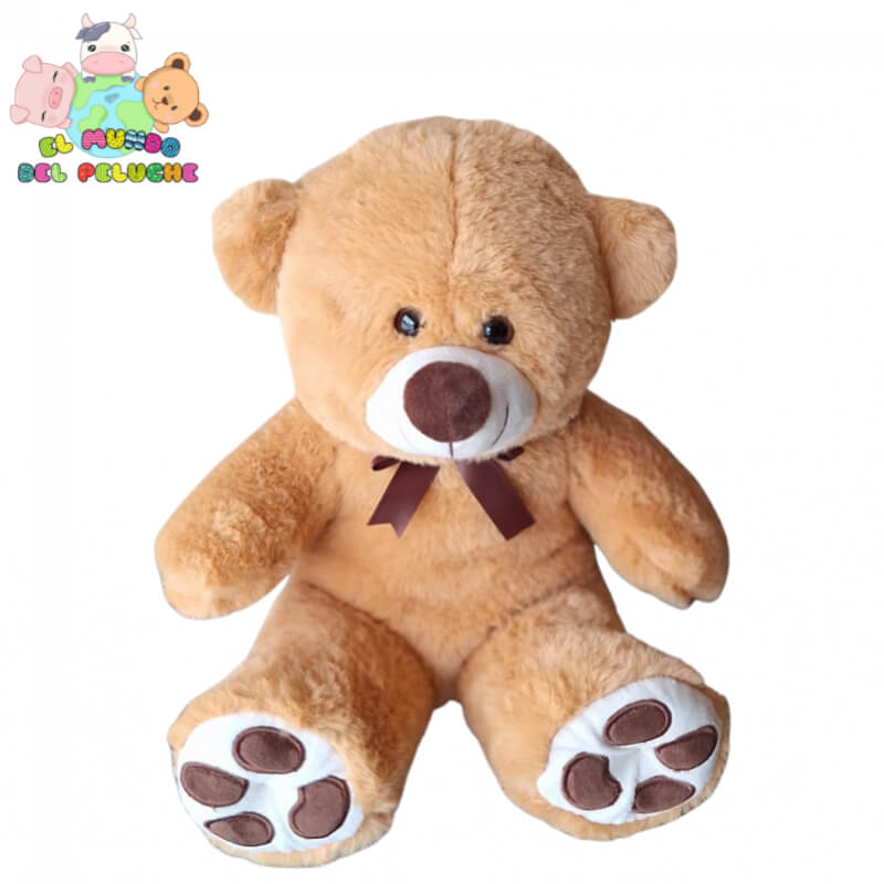 Oso de Peluche Dani #1 | Clásico con moño y detalles bordados | 18 x 30 cm | El Mundo del Peluche