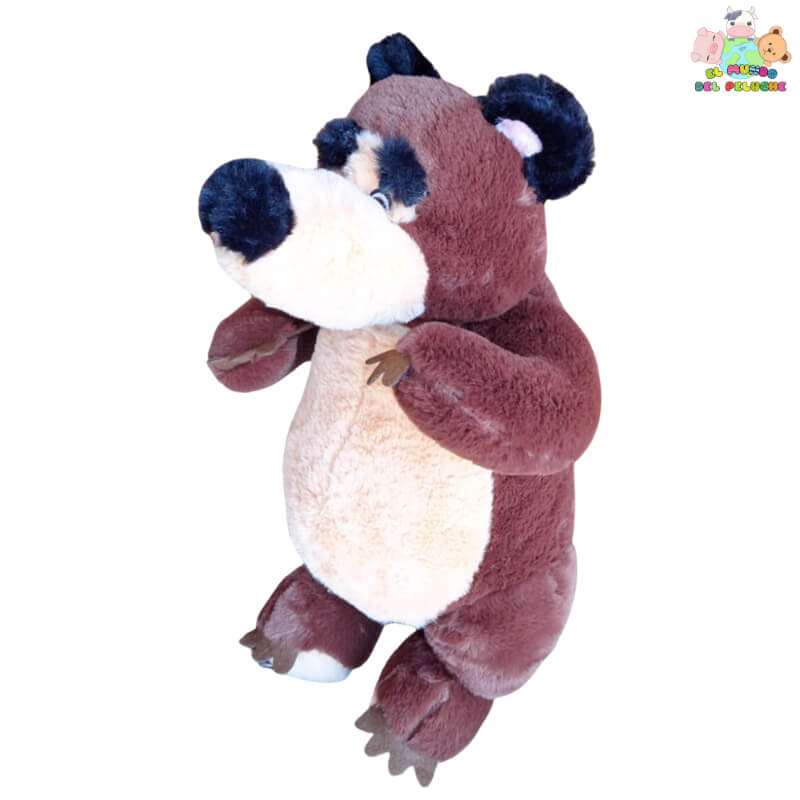 Oso de Masha #2 Peluche – Inspirado en Masha y el Oso, Color Café Oscuro con Pancita Café Claro, 33 cm | El Mundo del Peluche