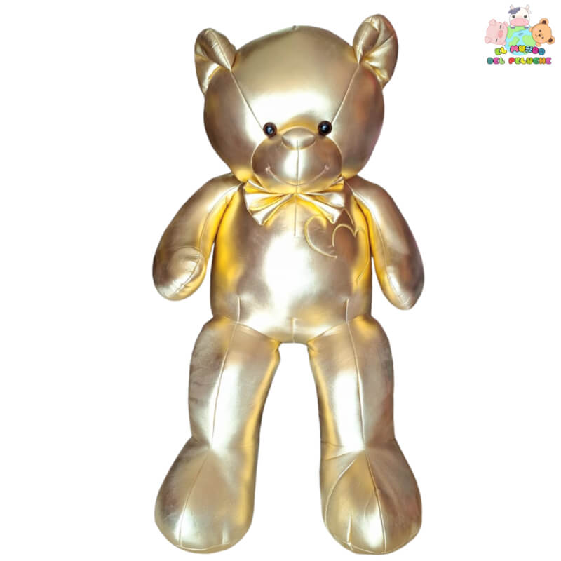 Oso Dorado Meloso – Peluche Metálico en Dorado – 142 cm | El Mundo del Peluche